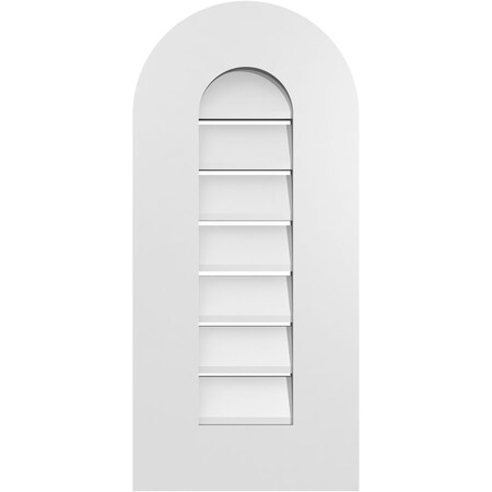 Ekena Millwork Round Top Surface Mount PVC Gable Vent: Functional, w/ 3-1/2"W x 1"P Standard Frame, 12"W x 26"H GVPRT12X2601SF